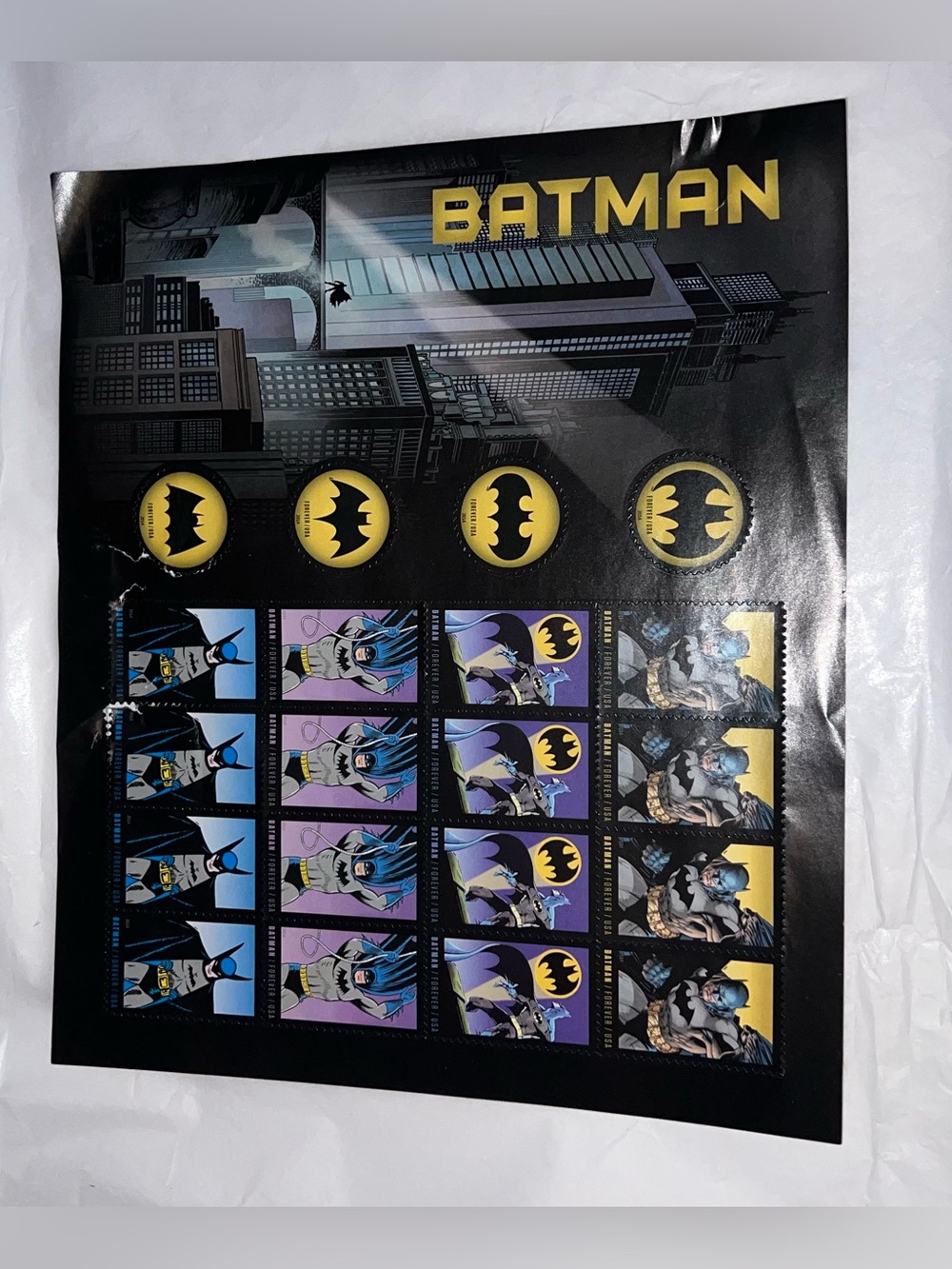 Full Sheet 2014 Batman USPS 20 Stamp Pane - Forever Cents Stamps